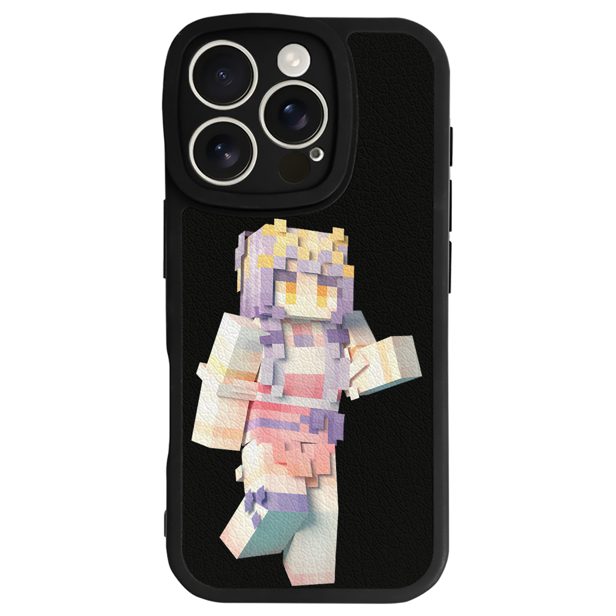 （画像用） マインクラフト ブロックの世界 Minecraft MC Block world 【iPhone 16シリーズ対応】シリコンスマホケース（レザー調） 材質：シリコン